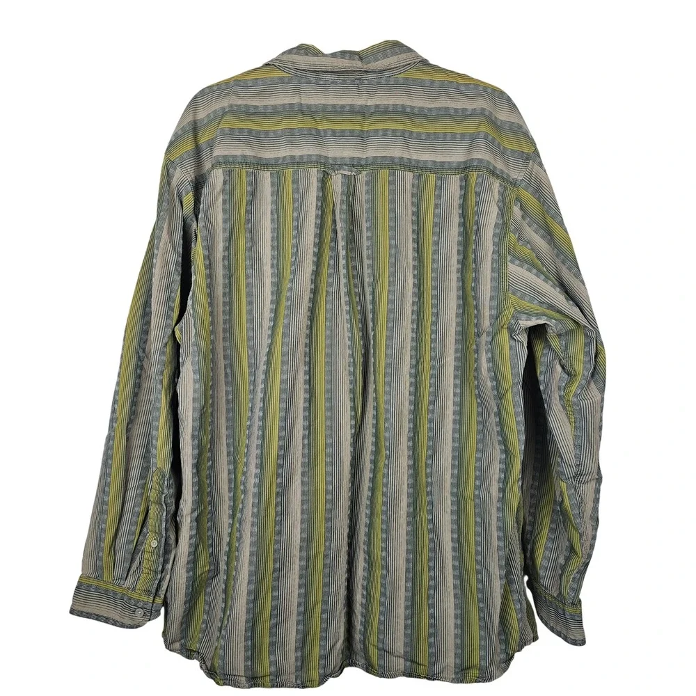 The North Face A5 Series Men's XL Green Striped Long Sleeve Button Up Shirt